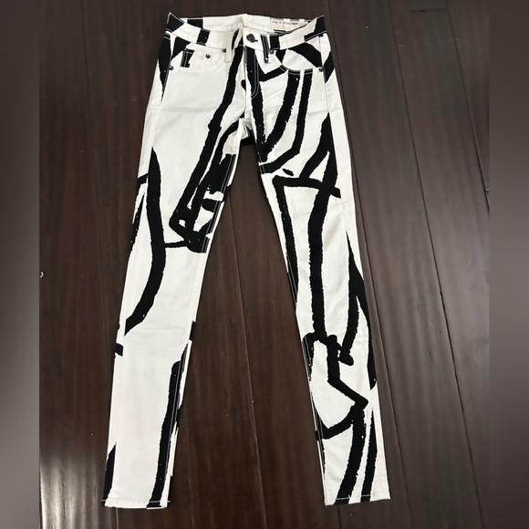 Rag & Bone Monochrome Striped The Legging Jeans 25 - Picture 3 of 9